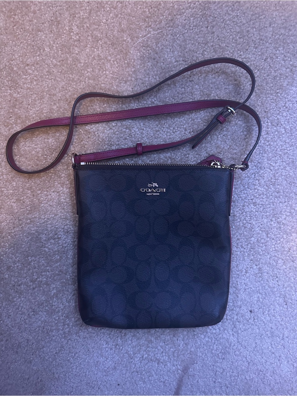 Coach Black Crossbody with Pink Strap Trim - Picture 1 of 3